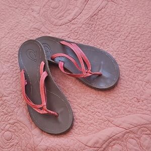 OluKai Women's Coral Strap Brown Footbed Sandals